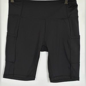 BALEAF - Black High Waist 8" Biker Shorts With Pockets - Women’s Large (12-14)
